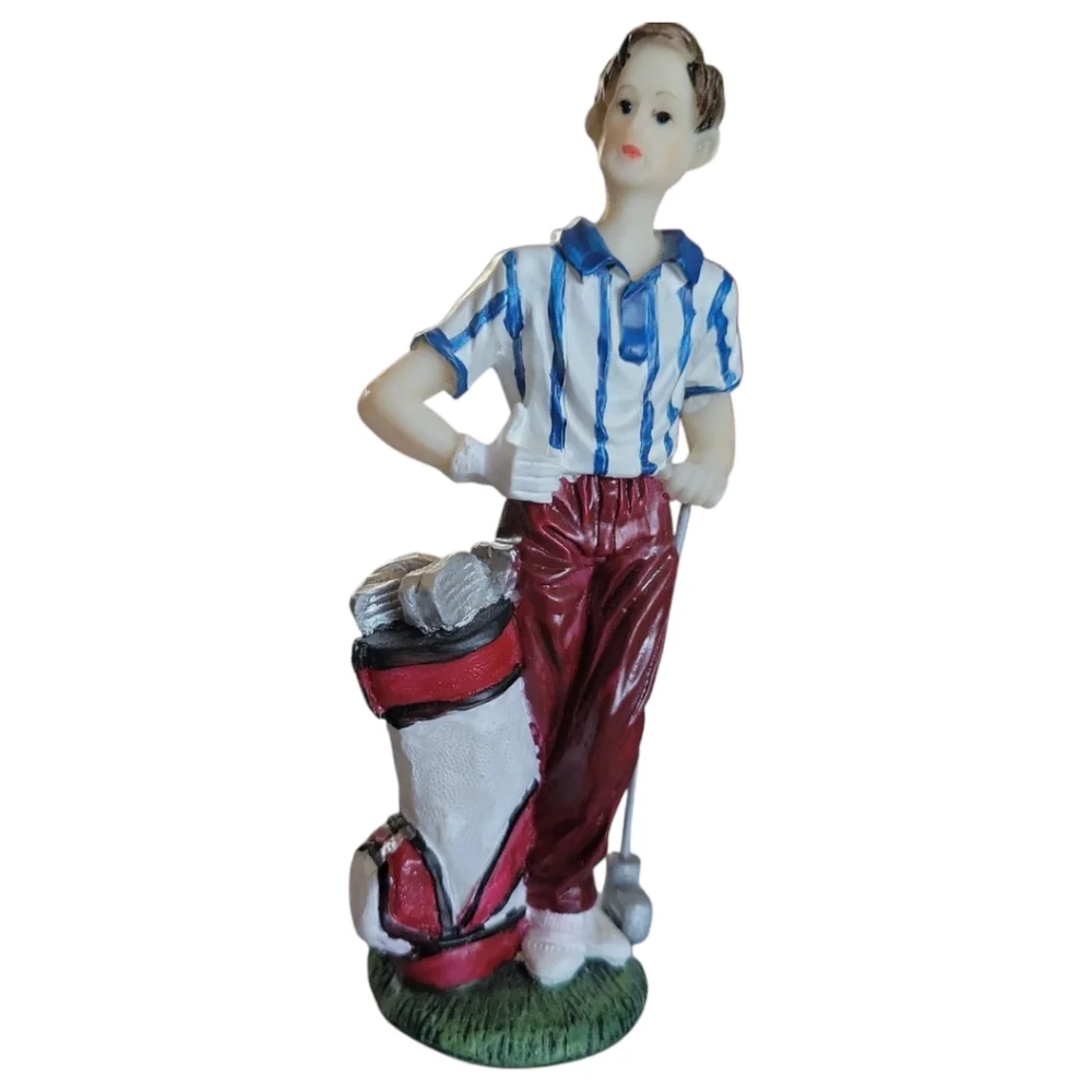 1 Golfer Figurine Statue Posing Clubs Bag K' Collections Cake Topper Collector's